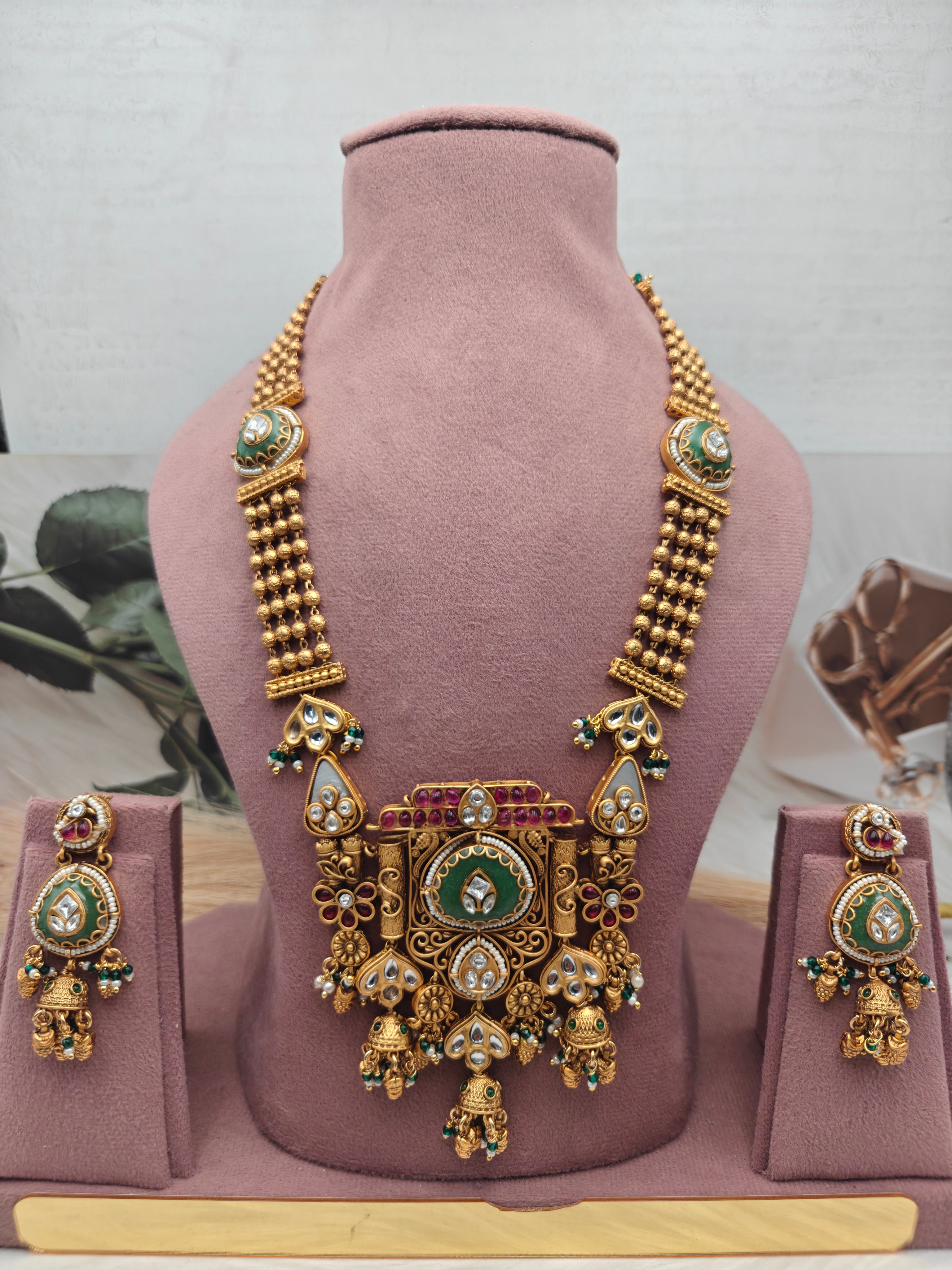 Sangam Heritage Gold Look Alike Long Necklace Set