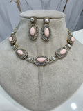 Aashi Statement Sleek Choker Necklace Set- Pink Opal