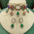 Satakshi Sabya Inspired Choker Necklace Set- Soft Pink Multi