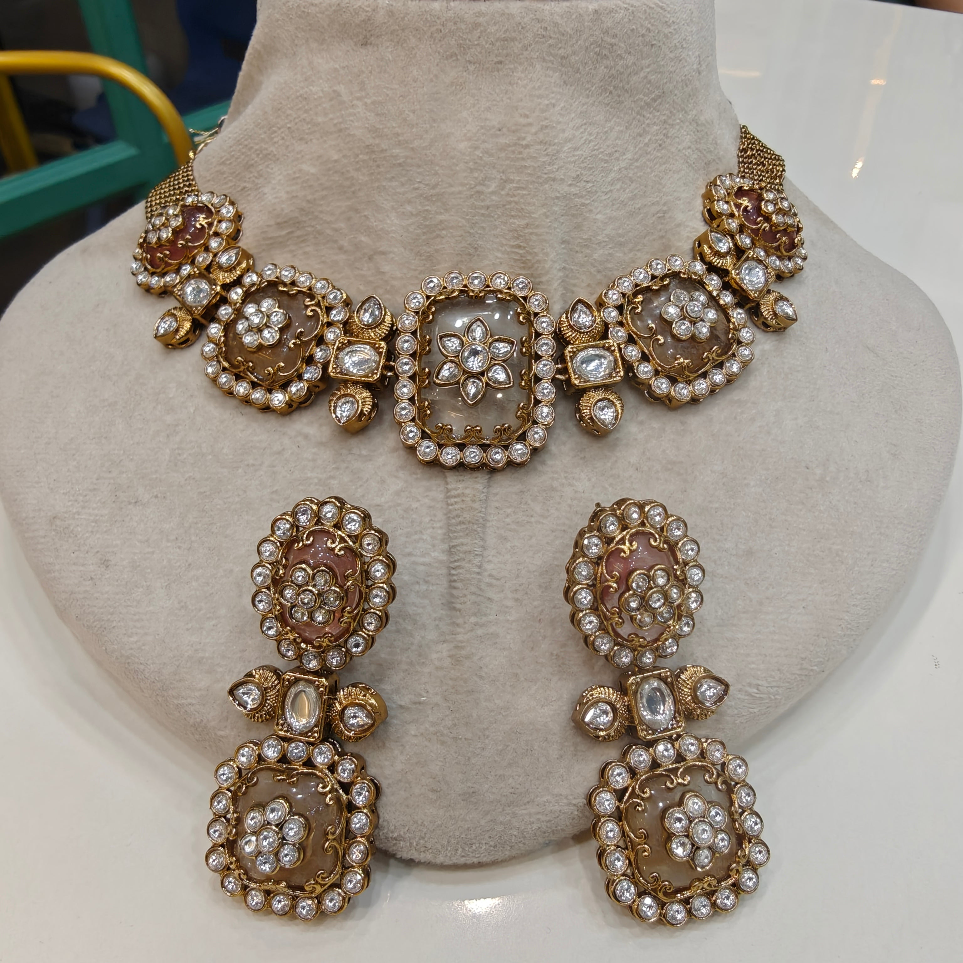 Sugandha Gemstone Sabyasachi Inspired Heritage Necklace Set