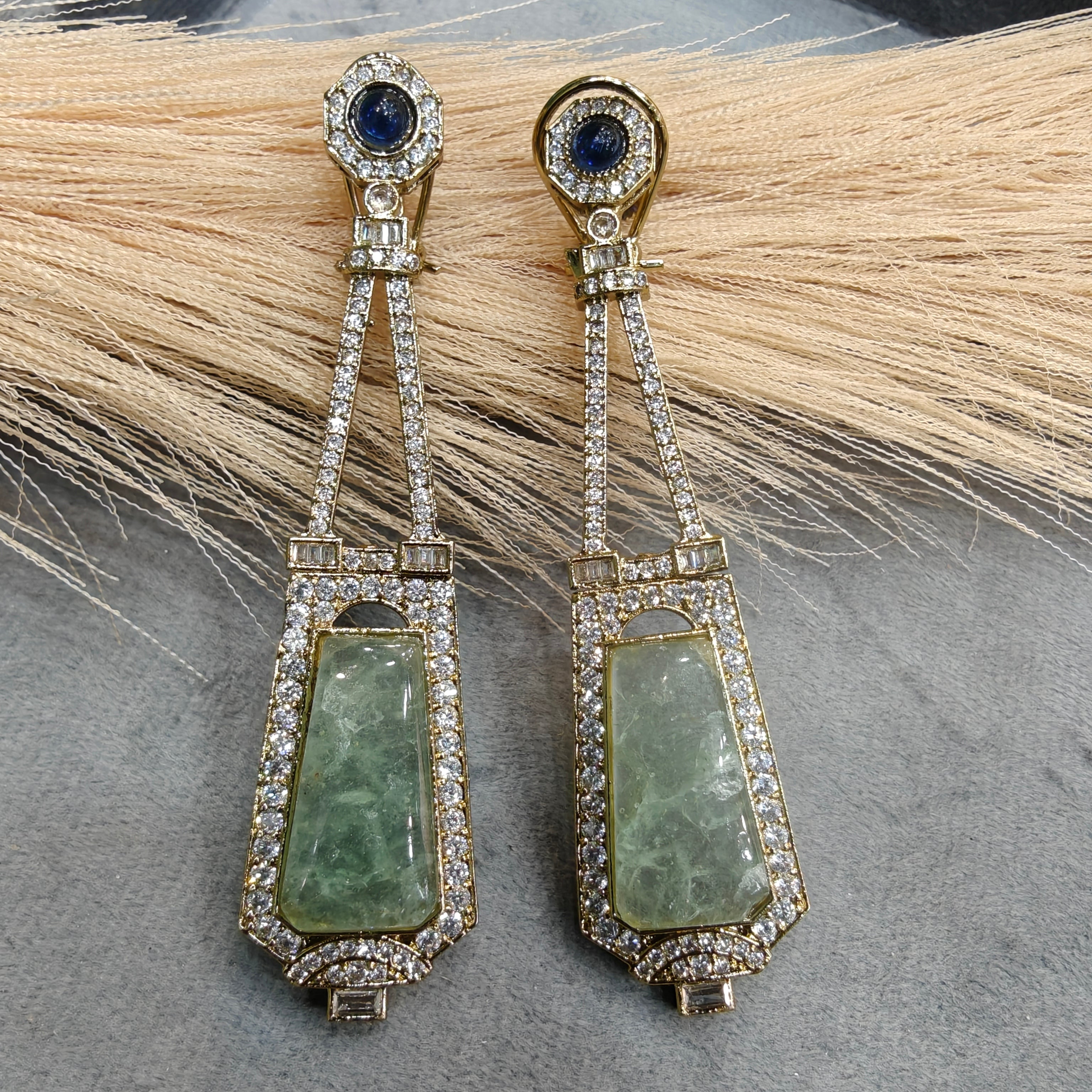 Asmita Sabyasachi Inspired Statement Dangler Earrings- Mint