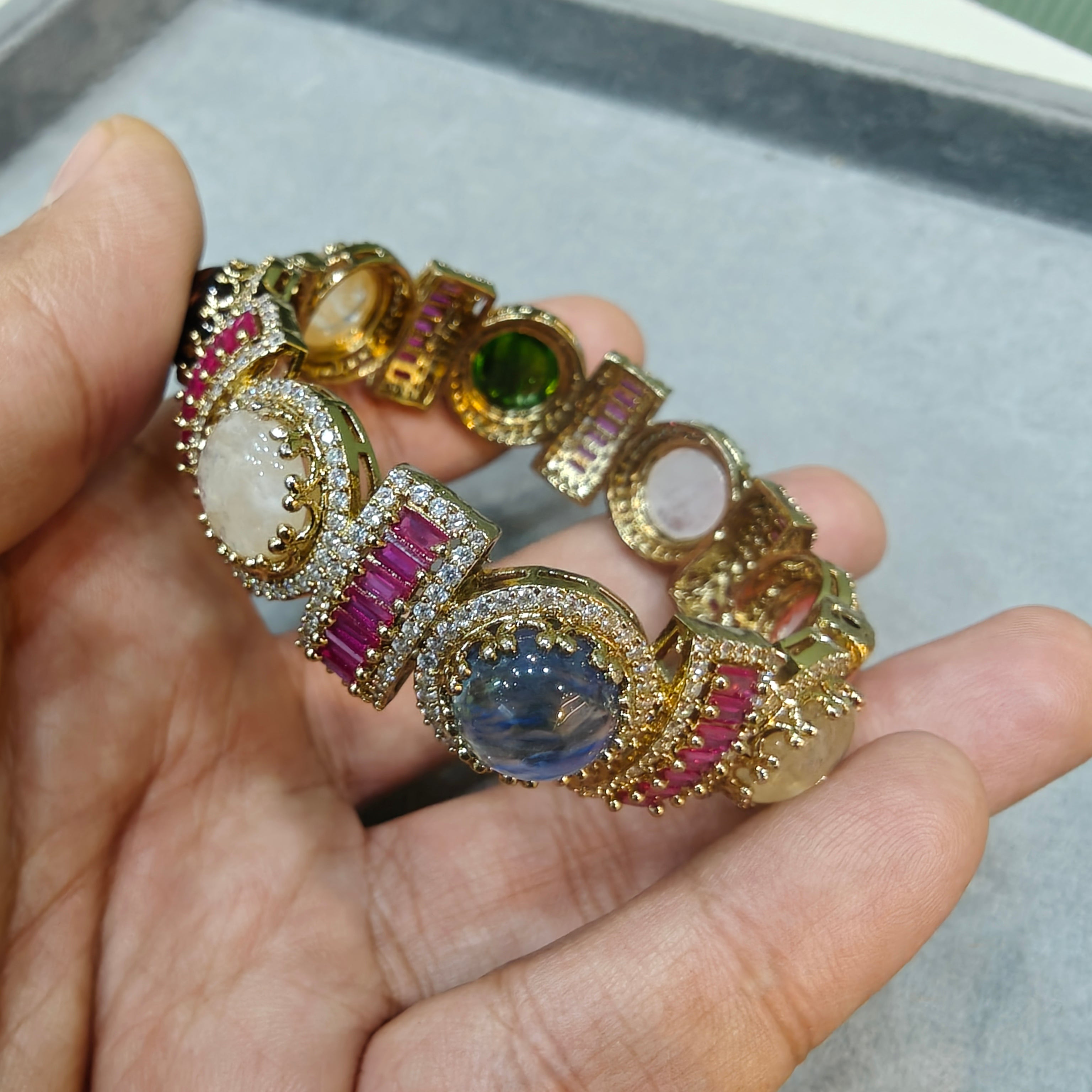 Banno Sabyasachi Inspired Openable Bangle - Ruby Multi