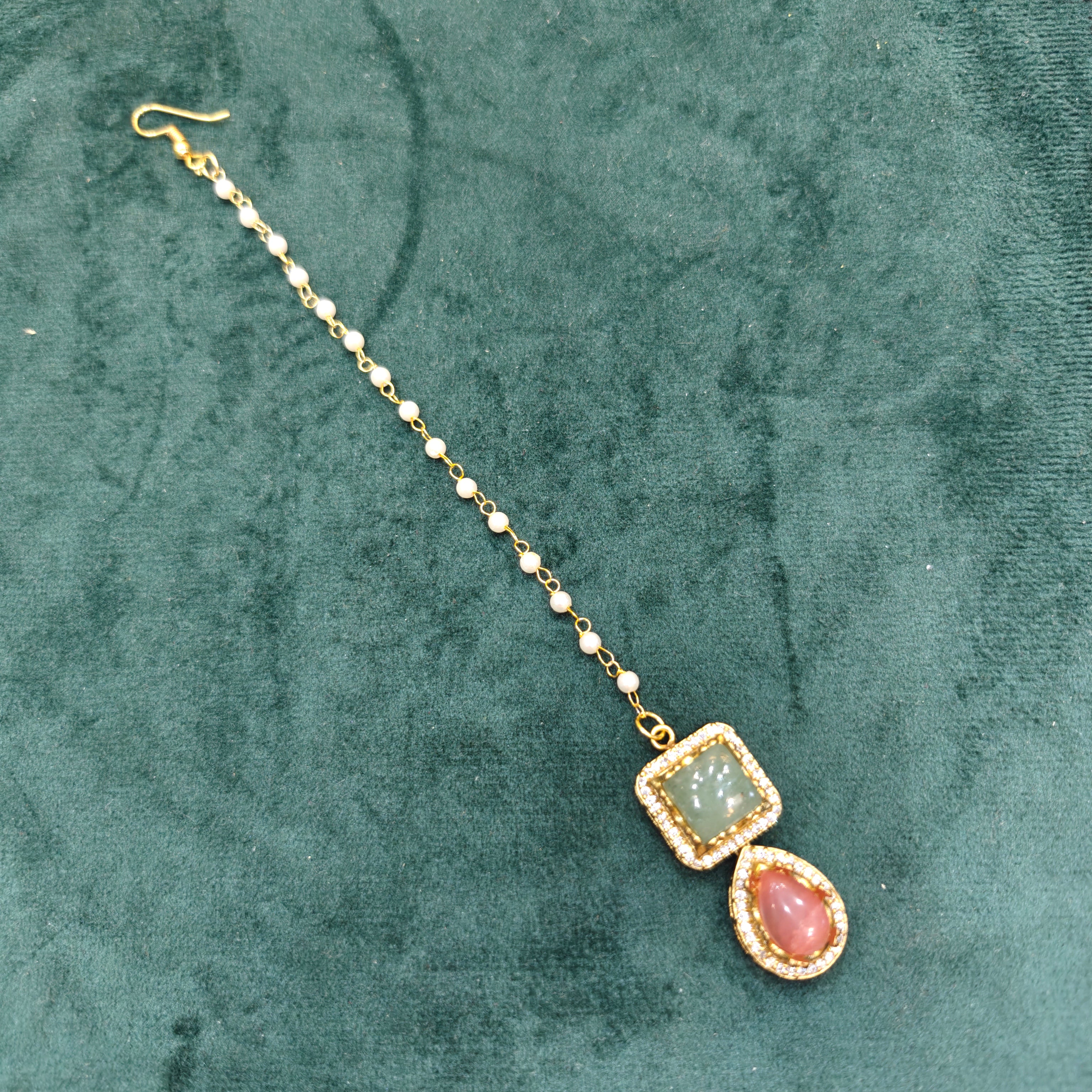 Sabya Inspired Mangtikka- Mint n Pink Coral