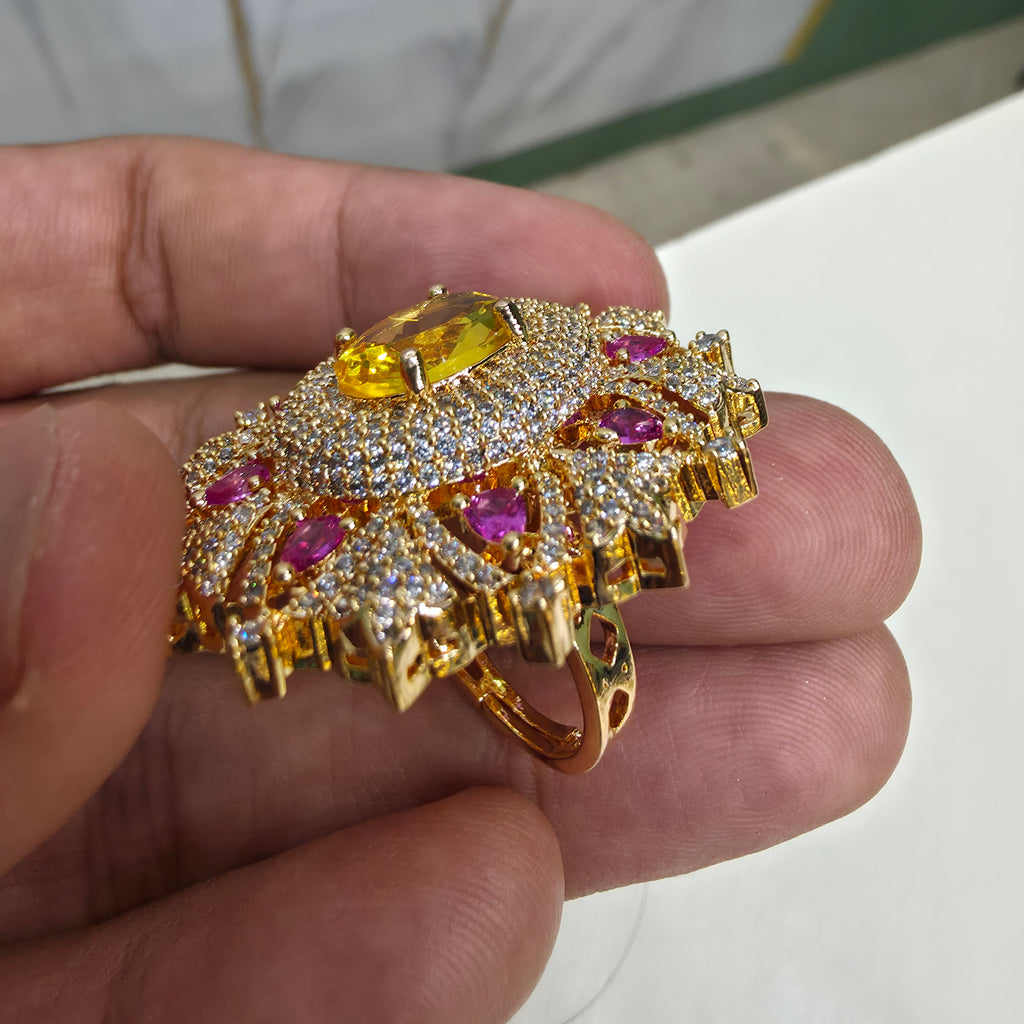 Uditi Hazoori Doublet Adjustable Ring - Yellow Pink