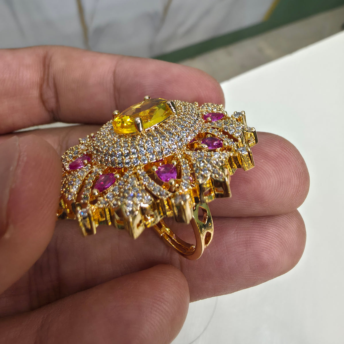 Uditi Hazoori Doublet Adjustable Ring - Yellow Pink
