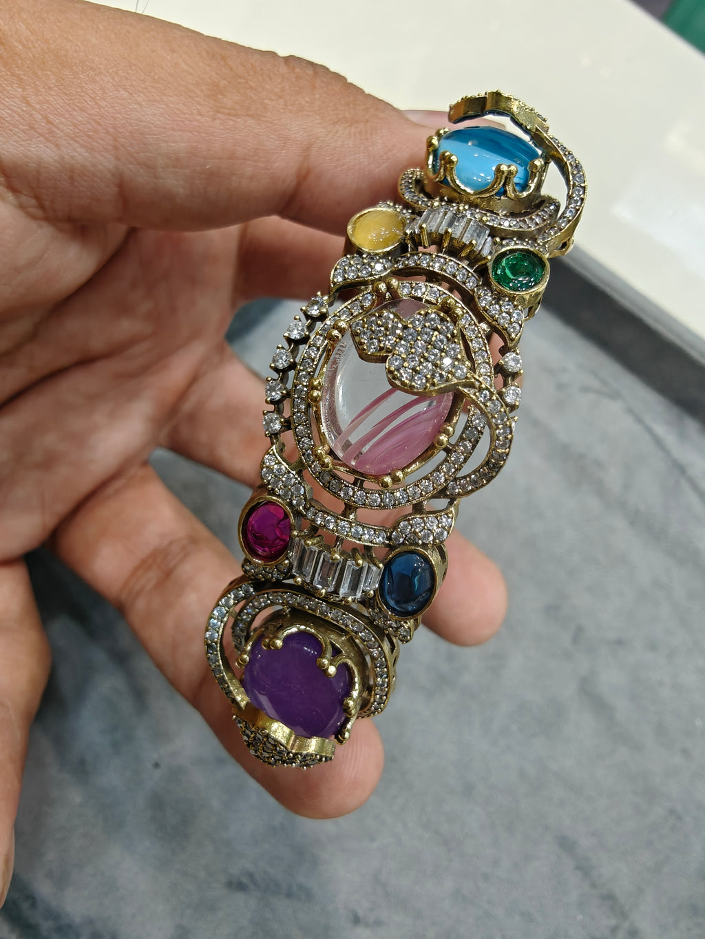 Anantika Sabya Inspired Quartz Doublet Adjustable Bracelet- Multi 2