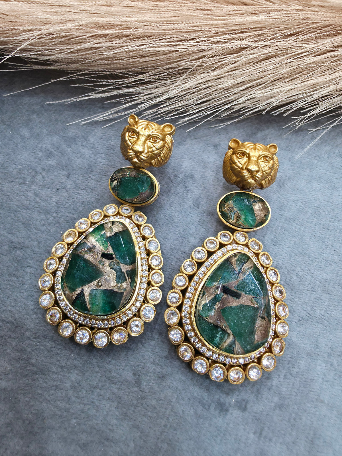 Sabyasachi Inspired Bagh Mehfooz Earrings - Green