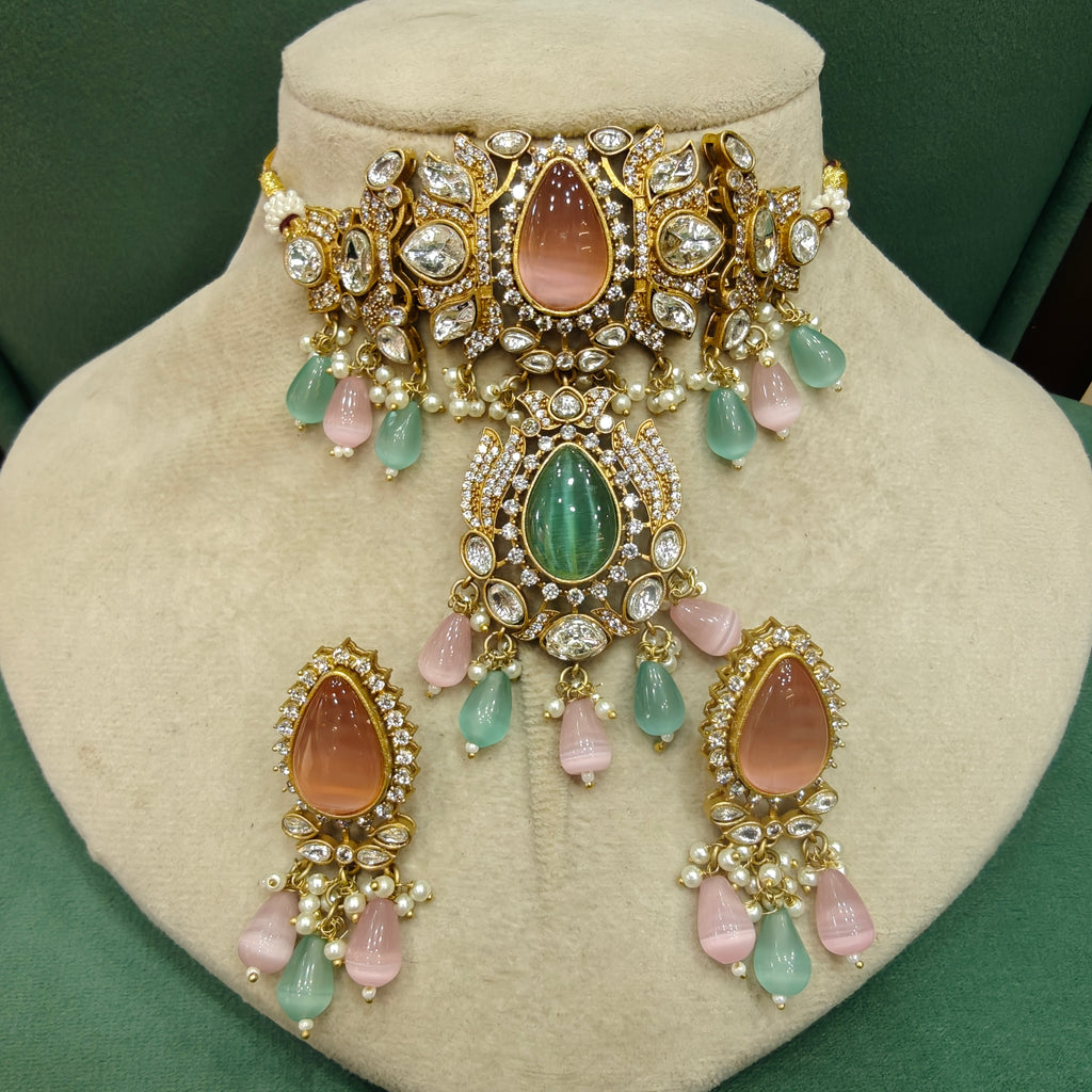 Ashima Choker Set- Pink Mint