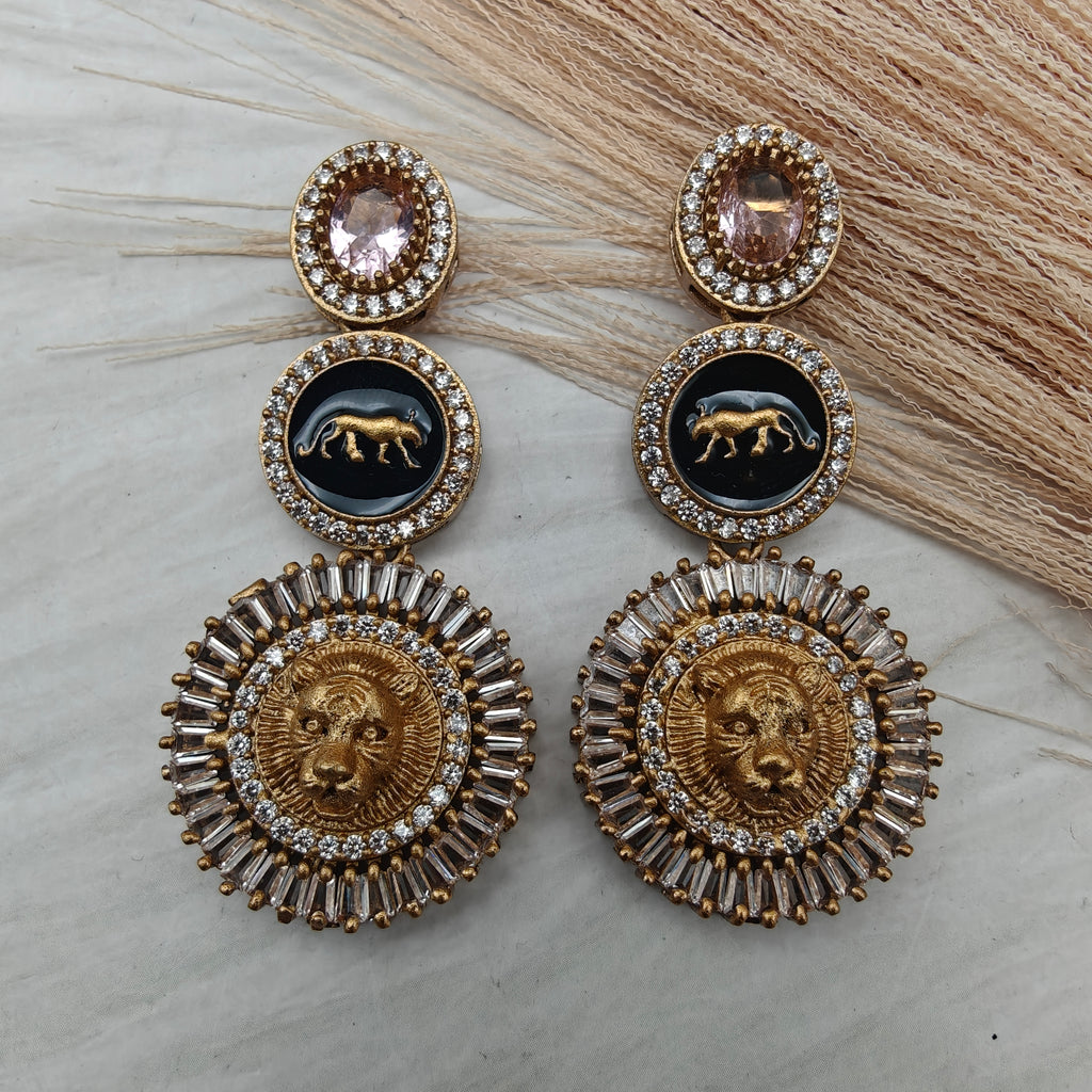 Sabyasachi Inspired Minaar AD Earrings- Pink