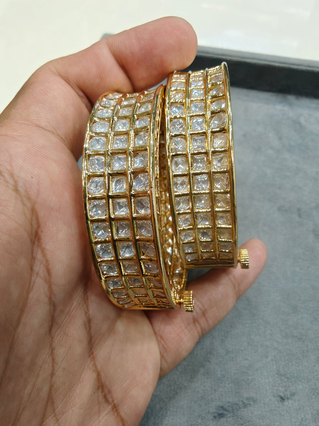 Roohaniyat Tyaani Kundan Gold Plated Openable Bangles