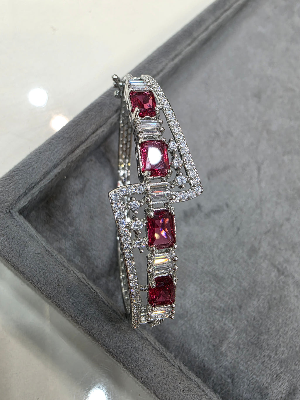 Mishti AD Openable Bracelet- Ruby