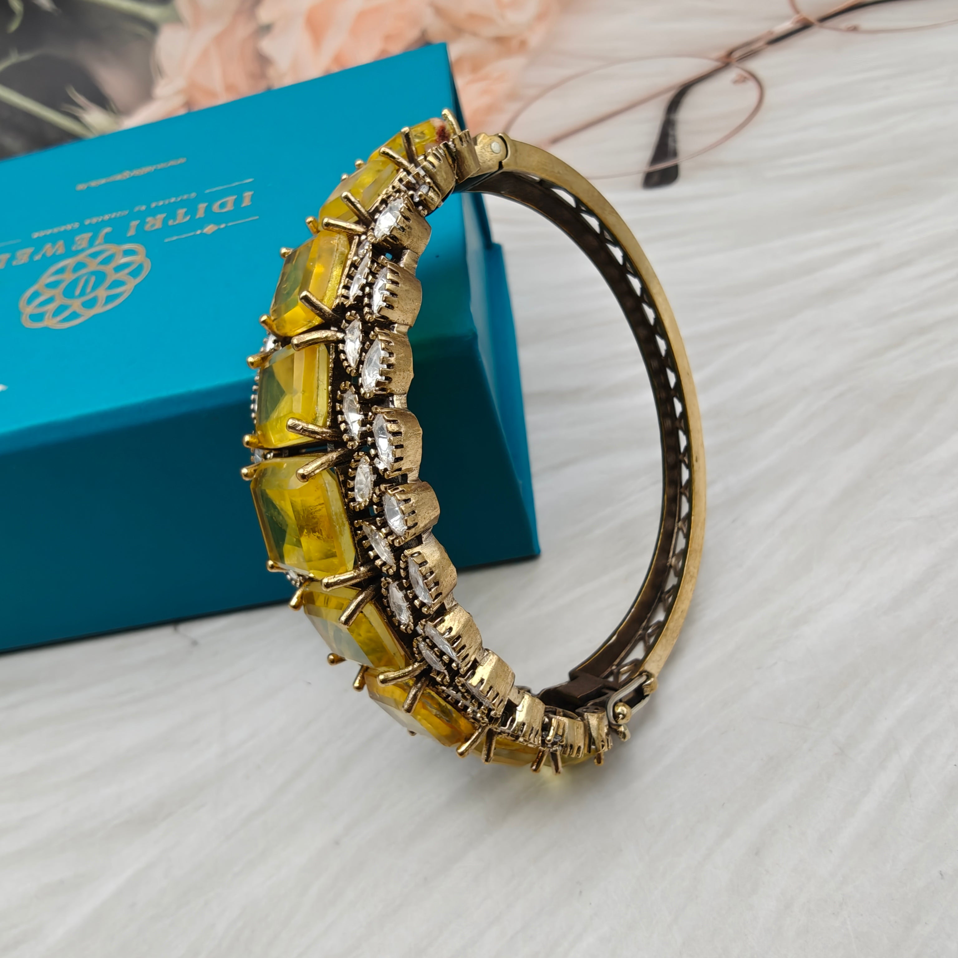 Kasturi Doublet Openable Bracelets - Yellow