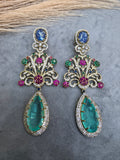 Kavya Sabya Inspired Statement Premium Doublet Earrings -Mint Multi