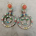 Sabyasachi inspired Kanishka Statement Earrings- Pink Coral Multi