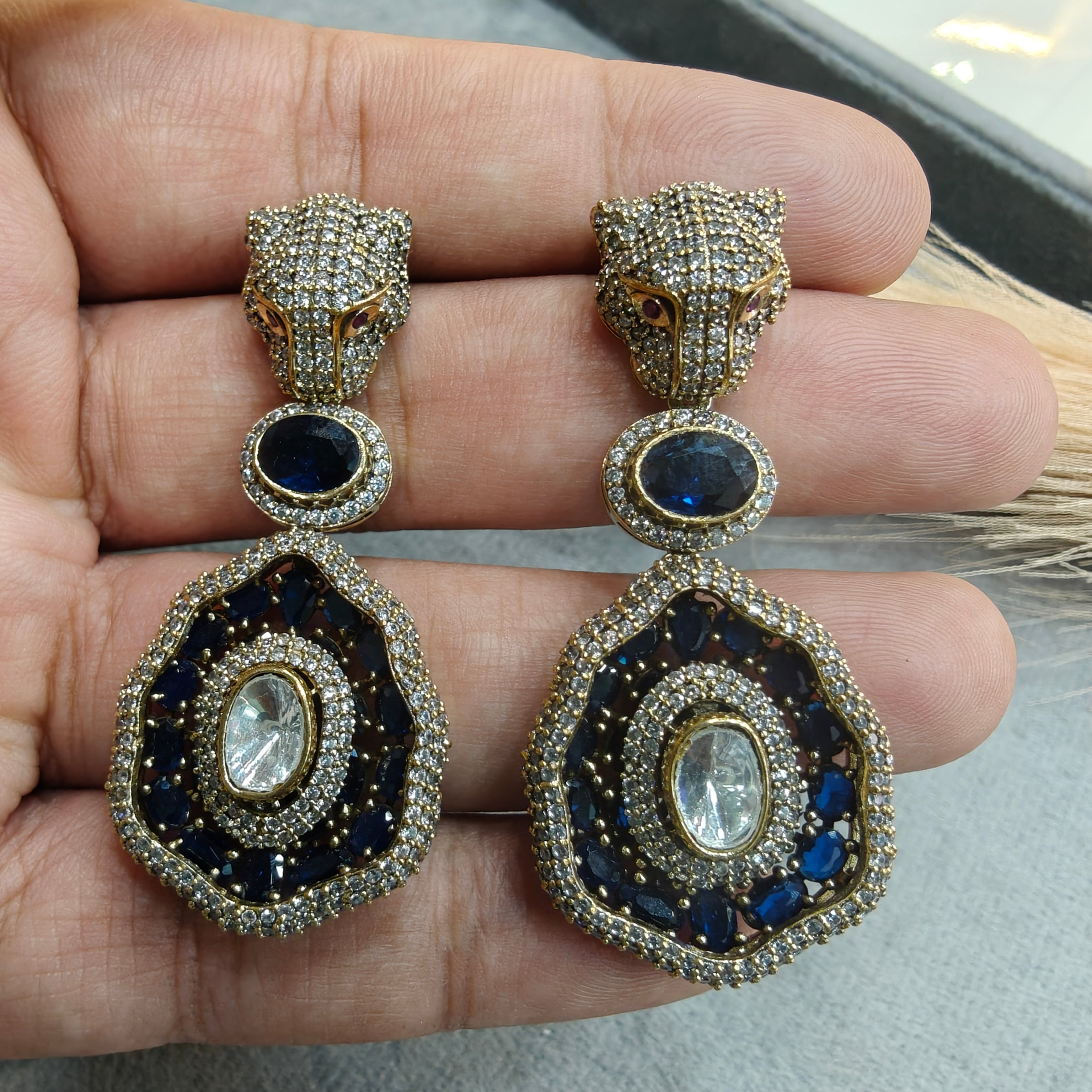 Panther Earrings- Blue