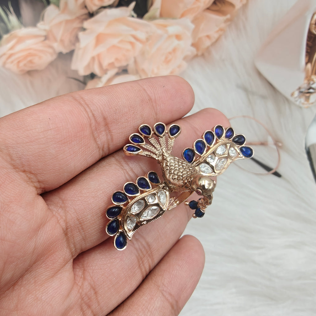 Bird Moissanite Adjustable Ring- Blue