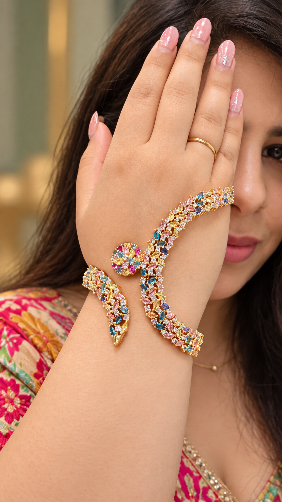 Zehra Hazoori Inspired Hand Harness - Pastel Multi