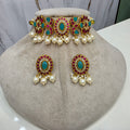 Aparna Jadau Kundan Heritage Choker Set- Turquoise and Ruby