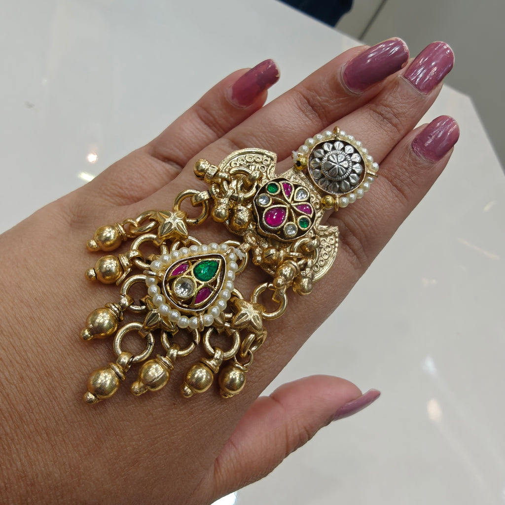Leher Brass Fusion Pachi Adjustable Ring