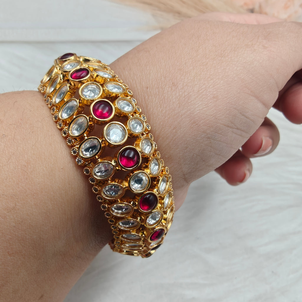 Aarna Flexible Free Size Bangle Bracelet- Ruby