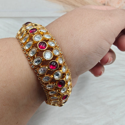 Aarna Flexible Free Size Bangle Bracelet- Ruby