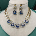 Dharti Doublet and Uncut Polki Necklace Set- Blue