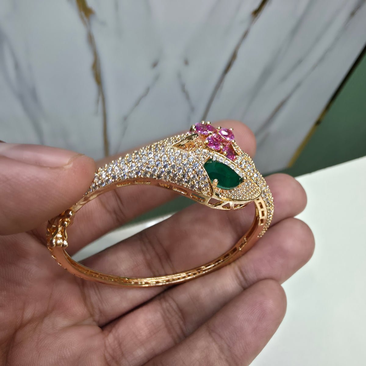 Renee Hazoori Doublet Openable Bracelets - Magenta Emerald