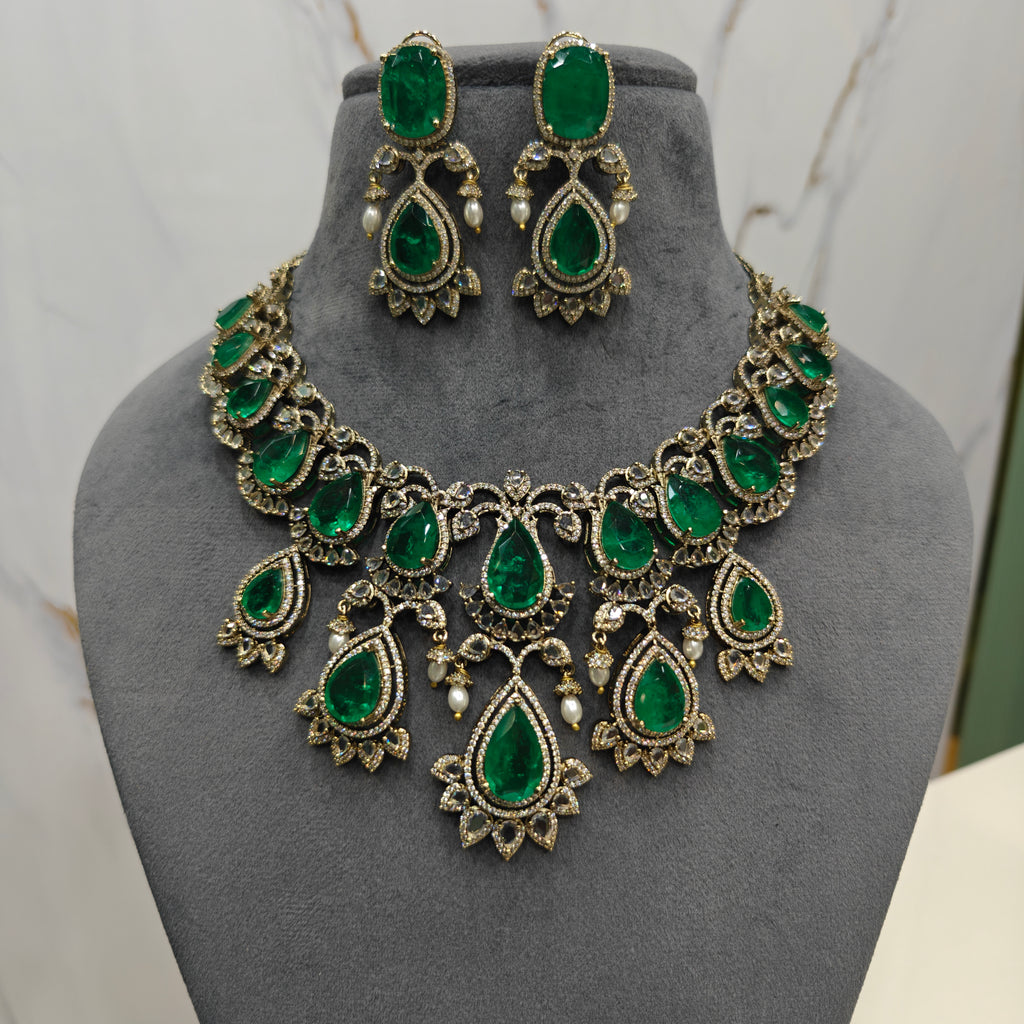 Emerald Majesty Statement Necklace Set