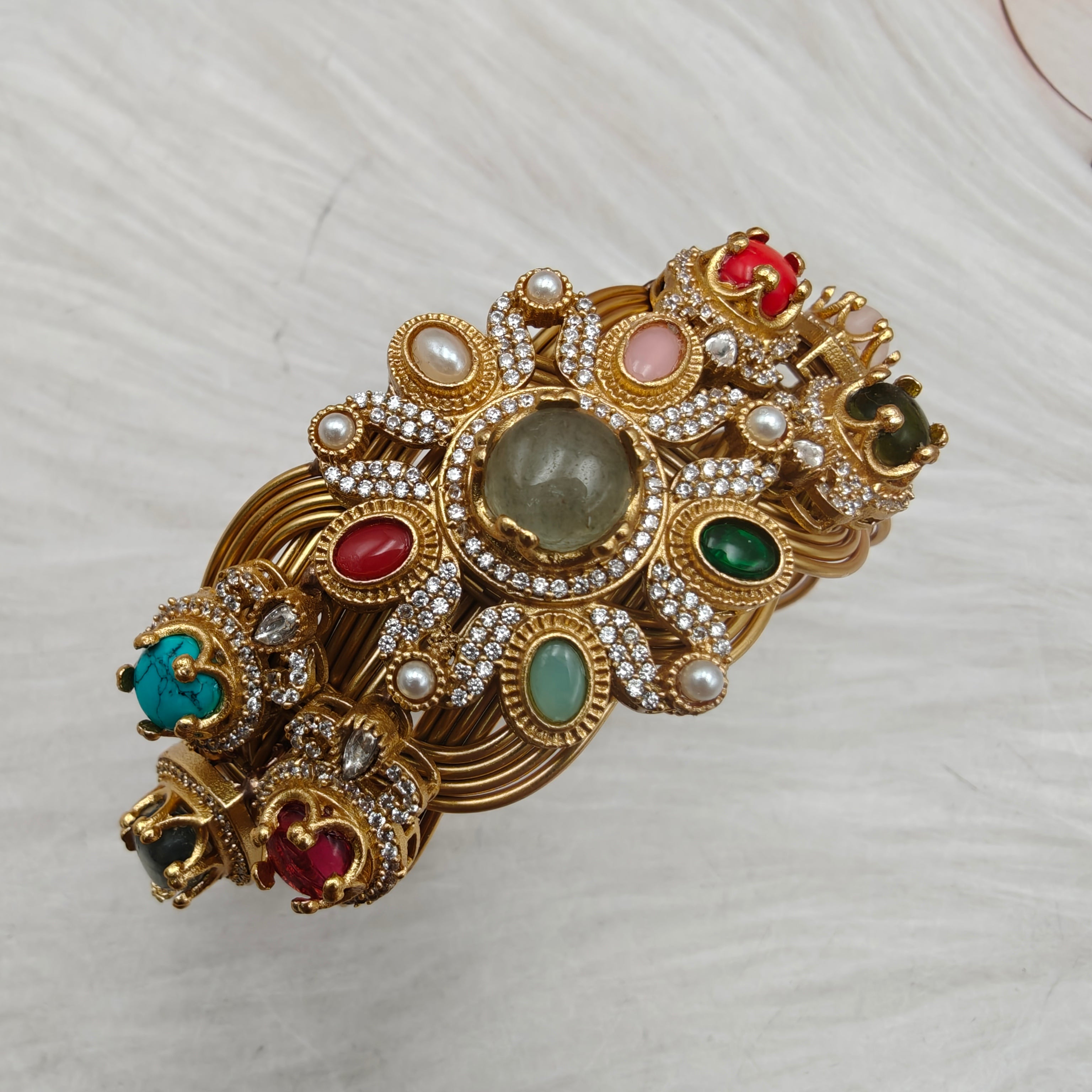 Jia Brass Fusion Gemstone Handcuff
