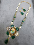 Shree Nath Ji Tanjore Monalisa Necklace Set- Green