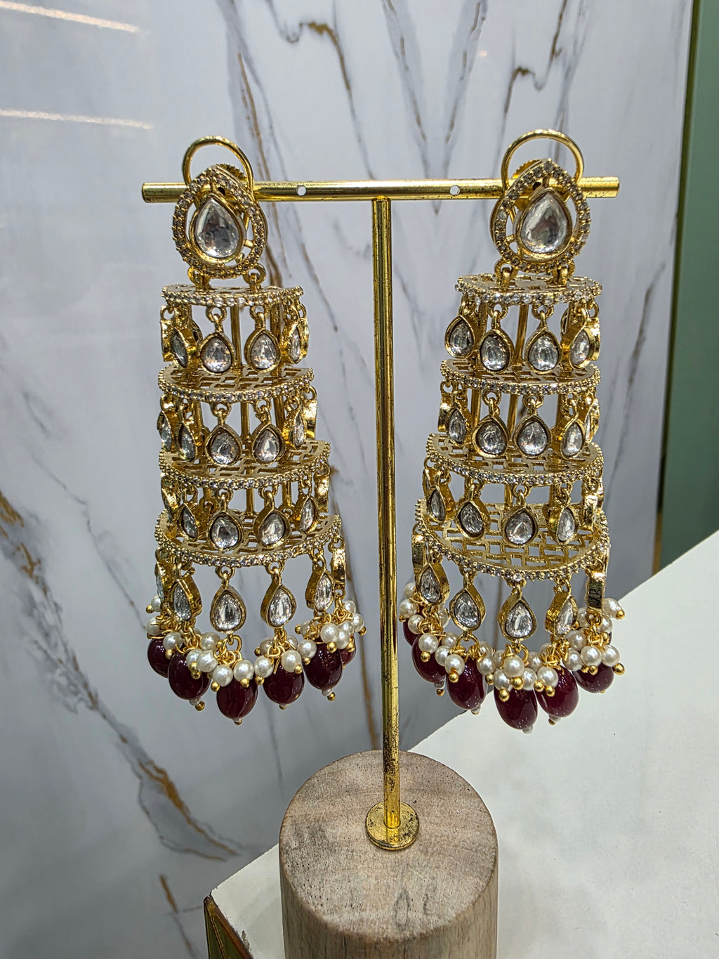 Roohani Jhoomar Earrings- Maroon