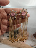 Nizam Kashmiri Brass Fusion Earrings- Pink