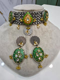 Fathima Silber Oxidised Handcrafted Choker Set
