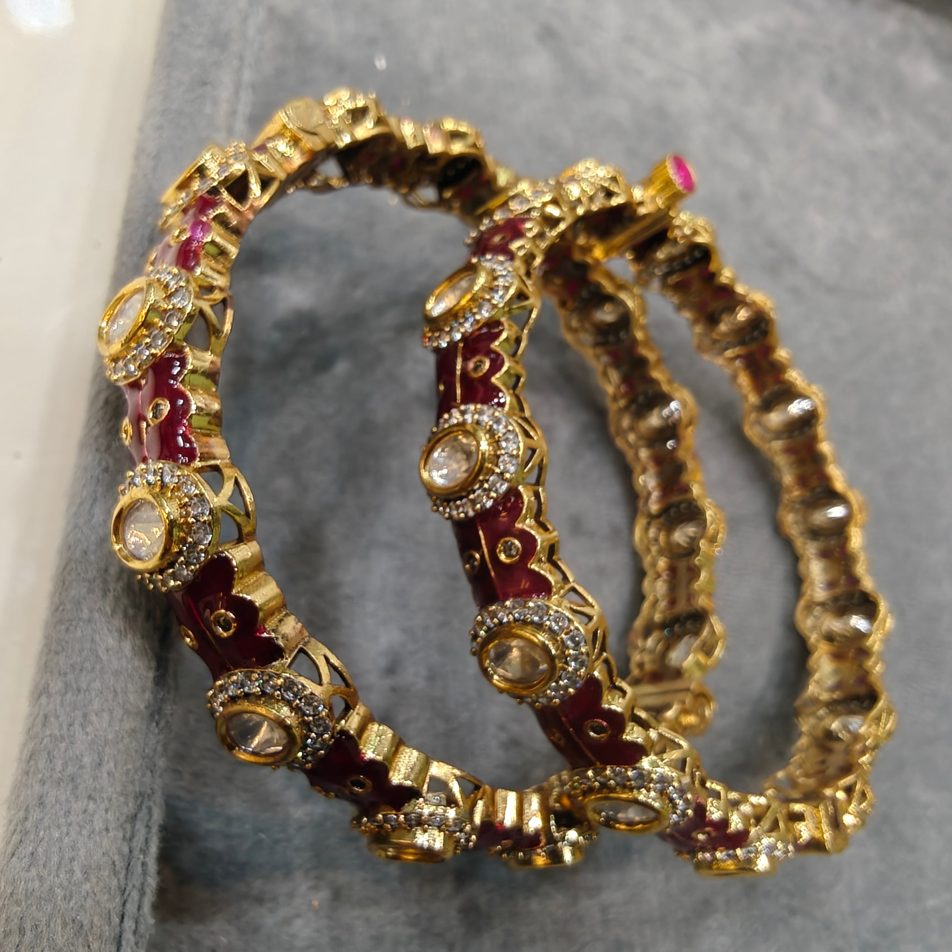 Khushi enamel openable Bangle- Ruby