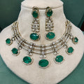 Kalindi Designer Statement Necklace Set- Emerald