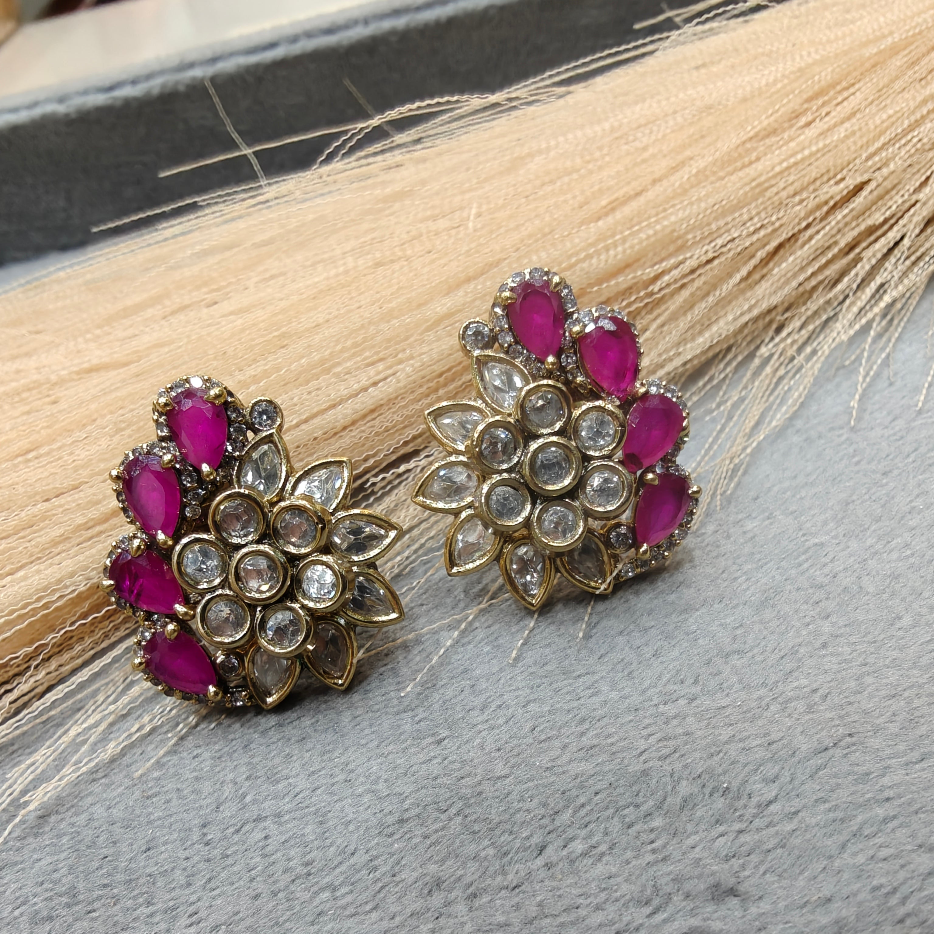Tanvika Moissanite Studs- Ruby