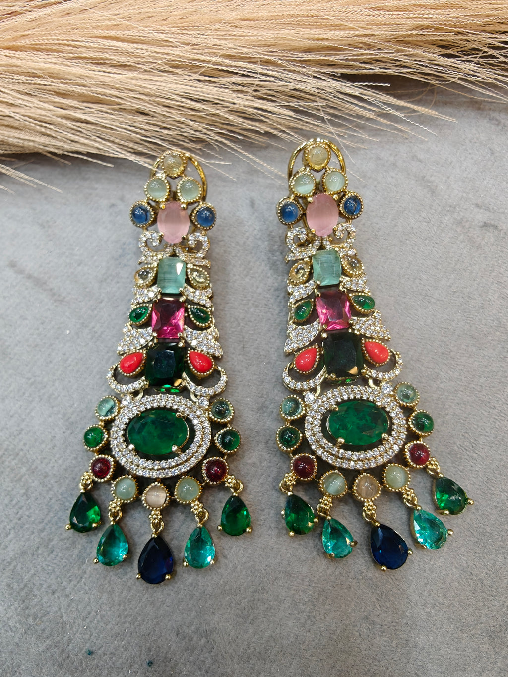 Natalia Sabya inspired Statement Doublet Earrings- Multi