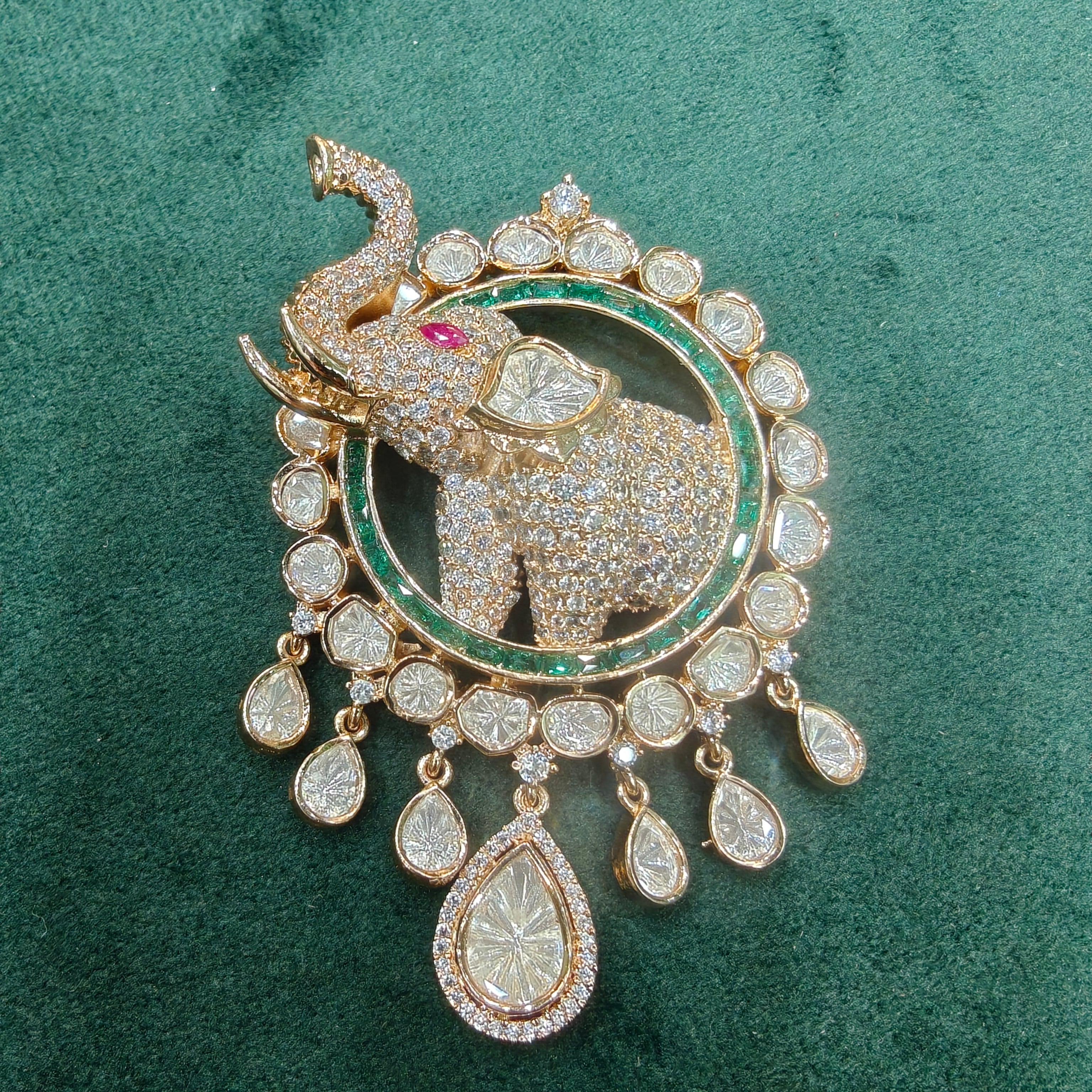 Unisex Elephant Moissanite Brooch