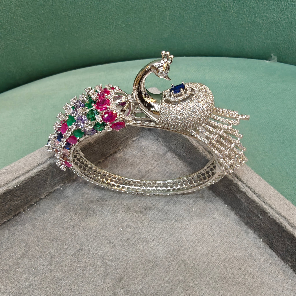 Mayura 3D Layer Openable Bracelet (Silver Finish)- Multi