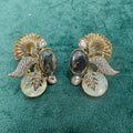 Saanjh Gemstone Sabya Inspired Studs- White and Brownish black