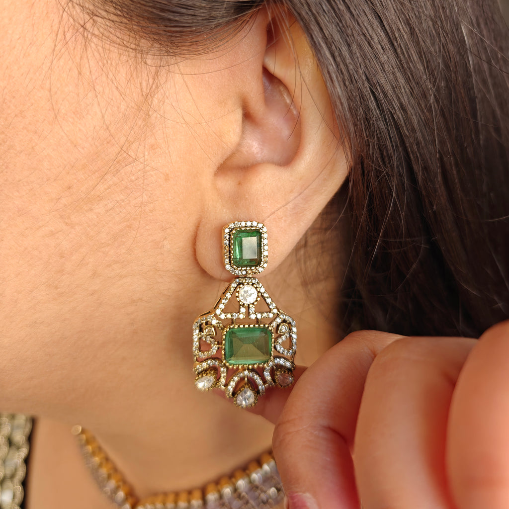 Rati Doublet and Moissanite Polki Choker Set- Pink n Mint