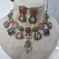 Juhi Sabya Inspired Natural Stone Necklace Set- Multi