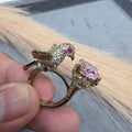 Arohi Bird Adjustable Ring- Pink