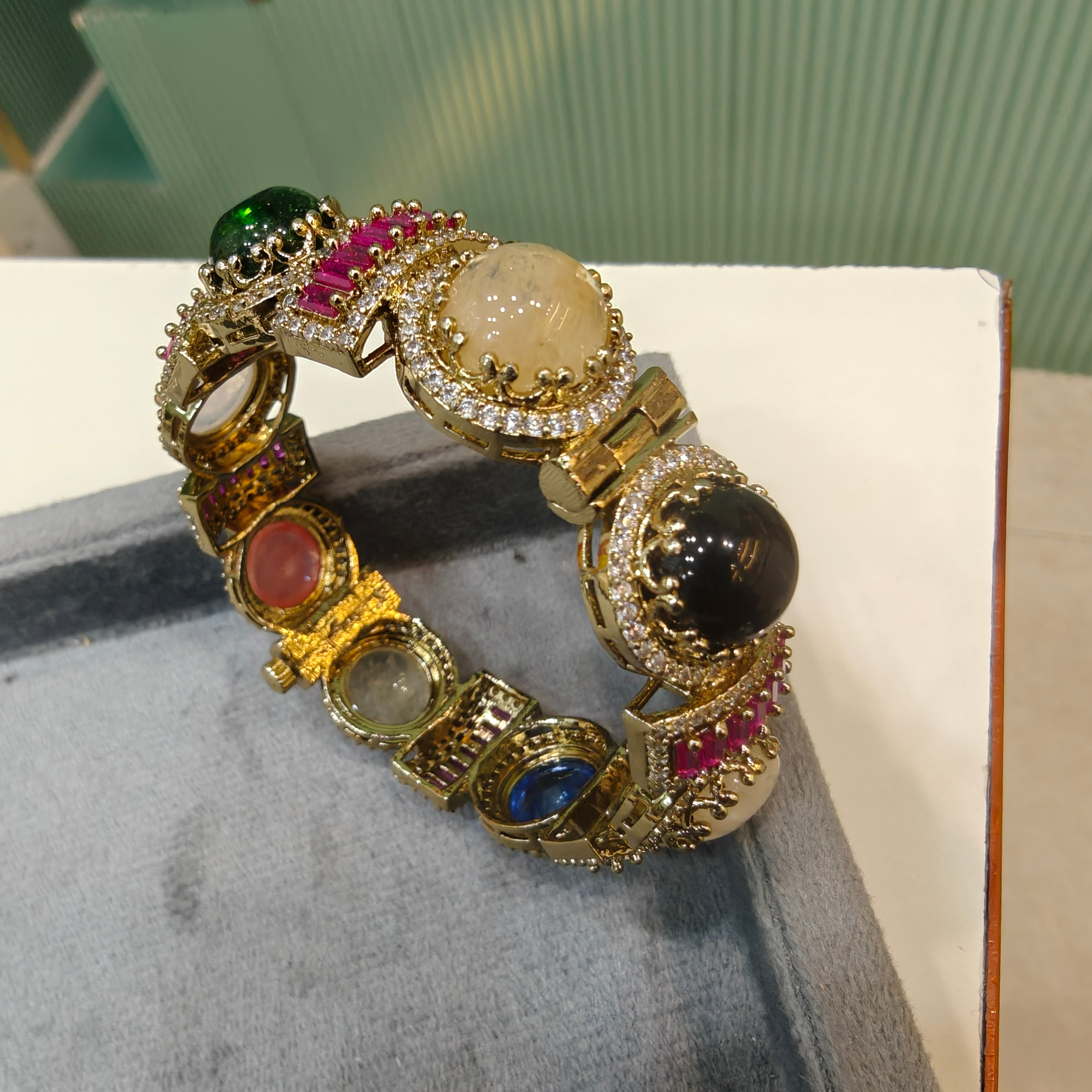 Banno Sabyasachi Inspired Openable Bangle - Ruby Multi