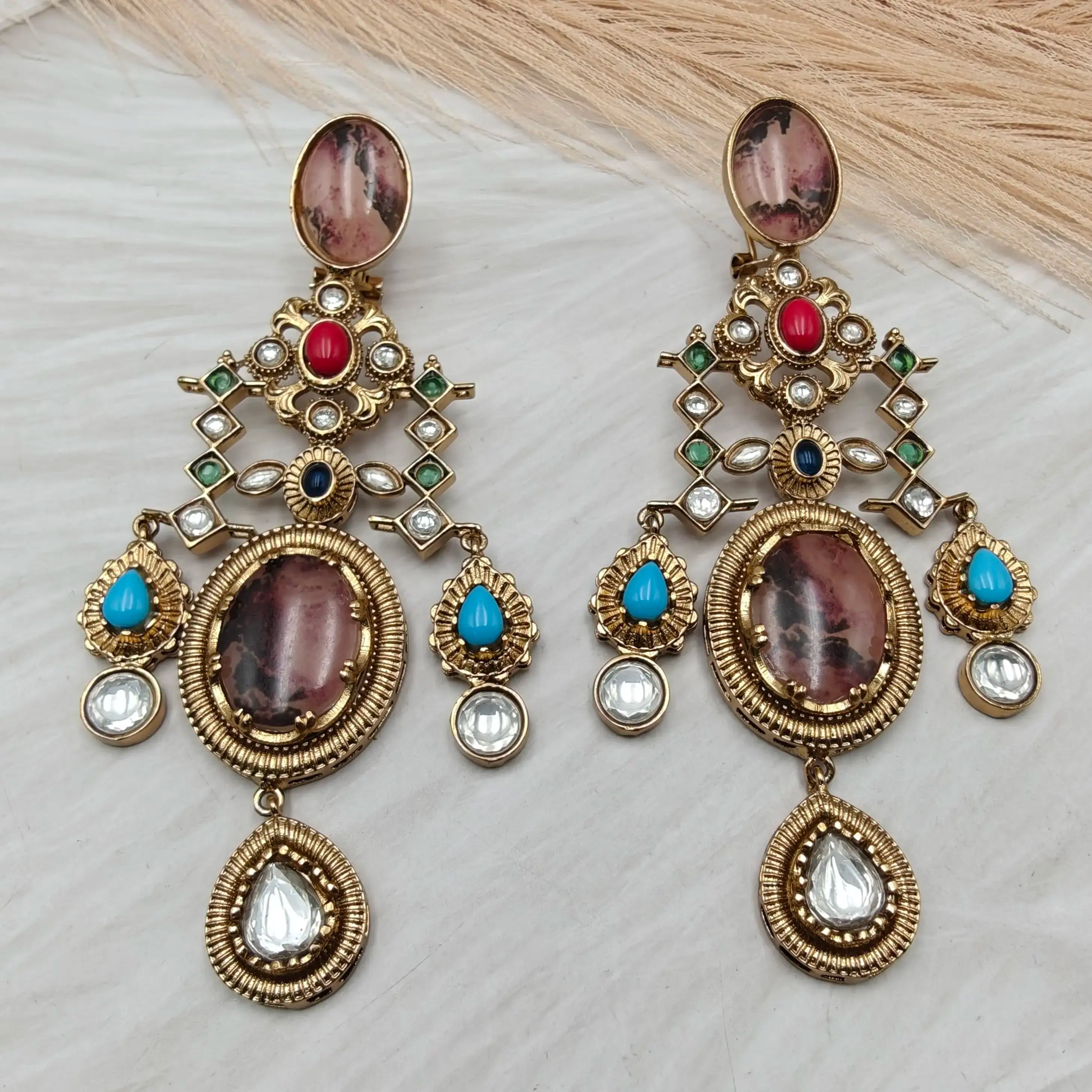 Sabya Inspired Ishaara Amrapali Earrings - Brown Multi