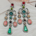 Ayesha Sabya Inspired Danglers- Green Multi