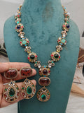 Rivaaz Sabya Inspired Natural Stones Long Necklace Set