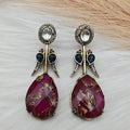 Hazrat Tourmaline Doublet Earrings - Ruby