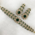 Aruna Uncut Polki Moissanite Choker Set - Green