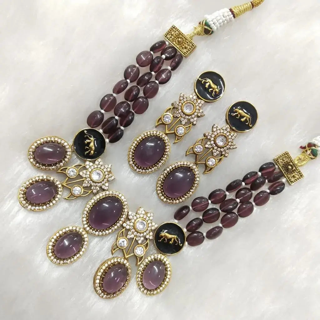 Sabyasachi Inspired Sana Choker Set- Wine